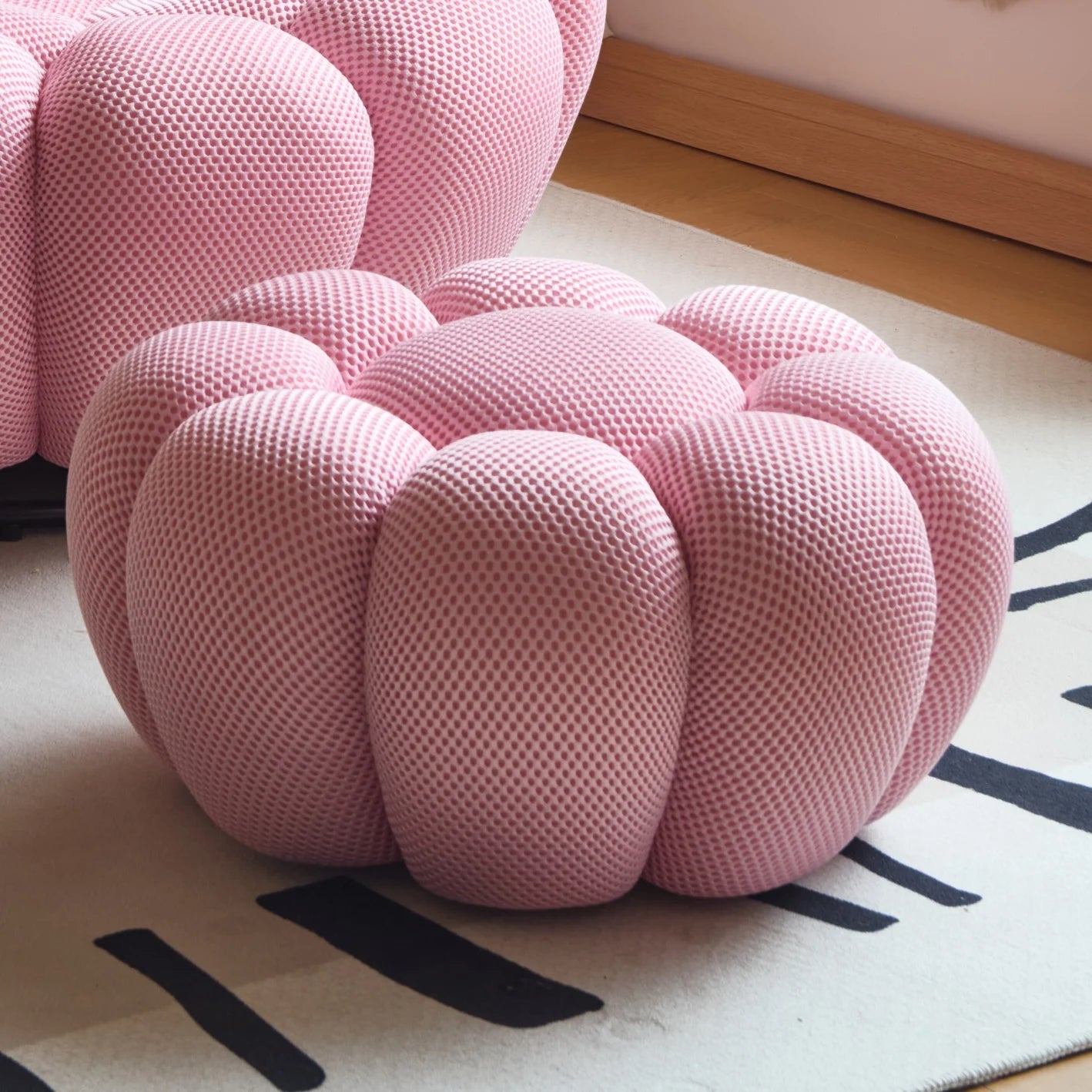 Round Fabric Footstool Ottoman
