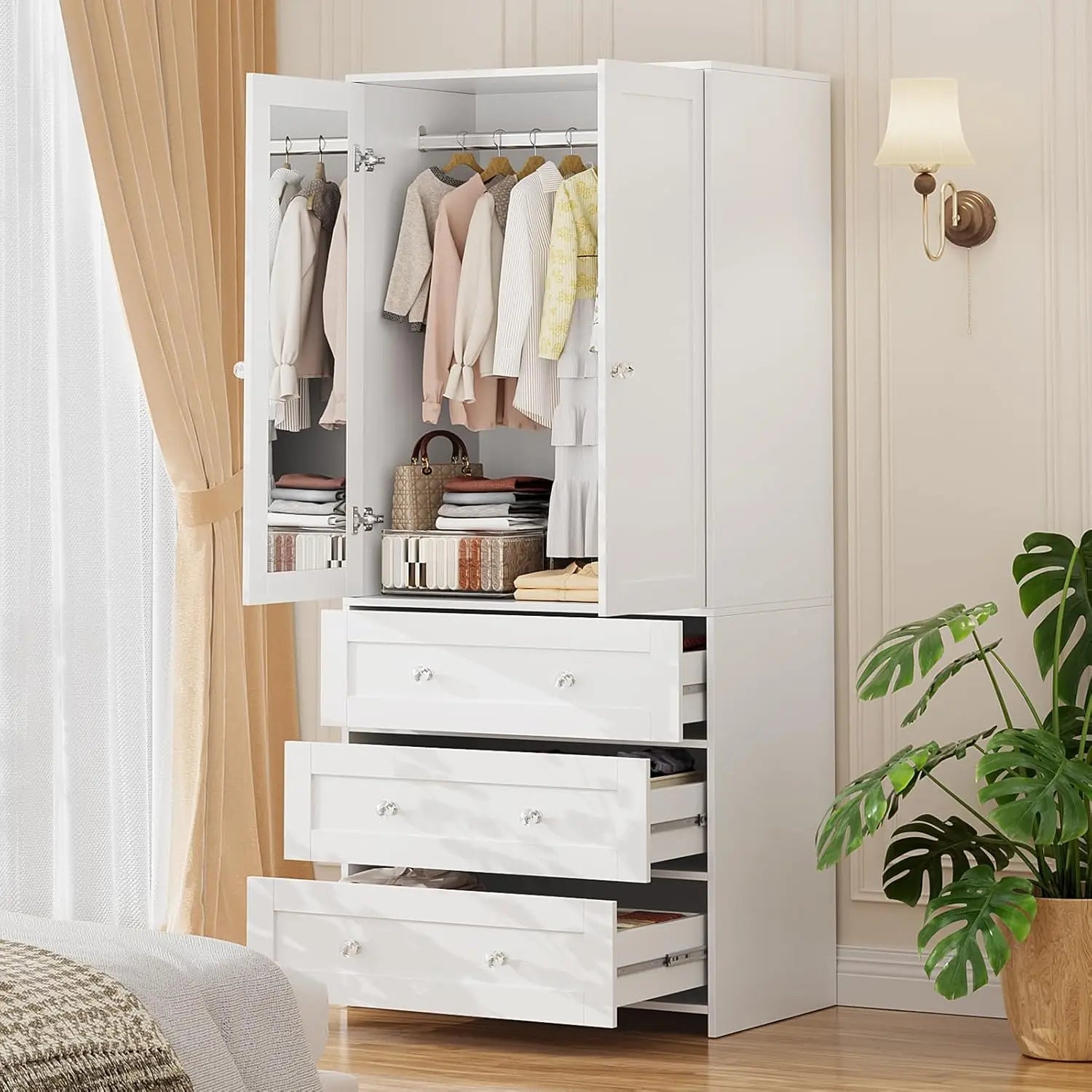 Wardrobe Armoire with Mirror