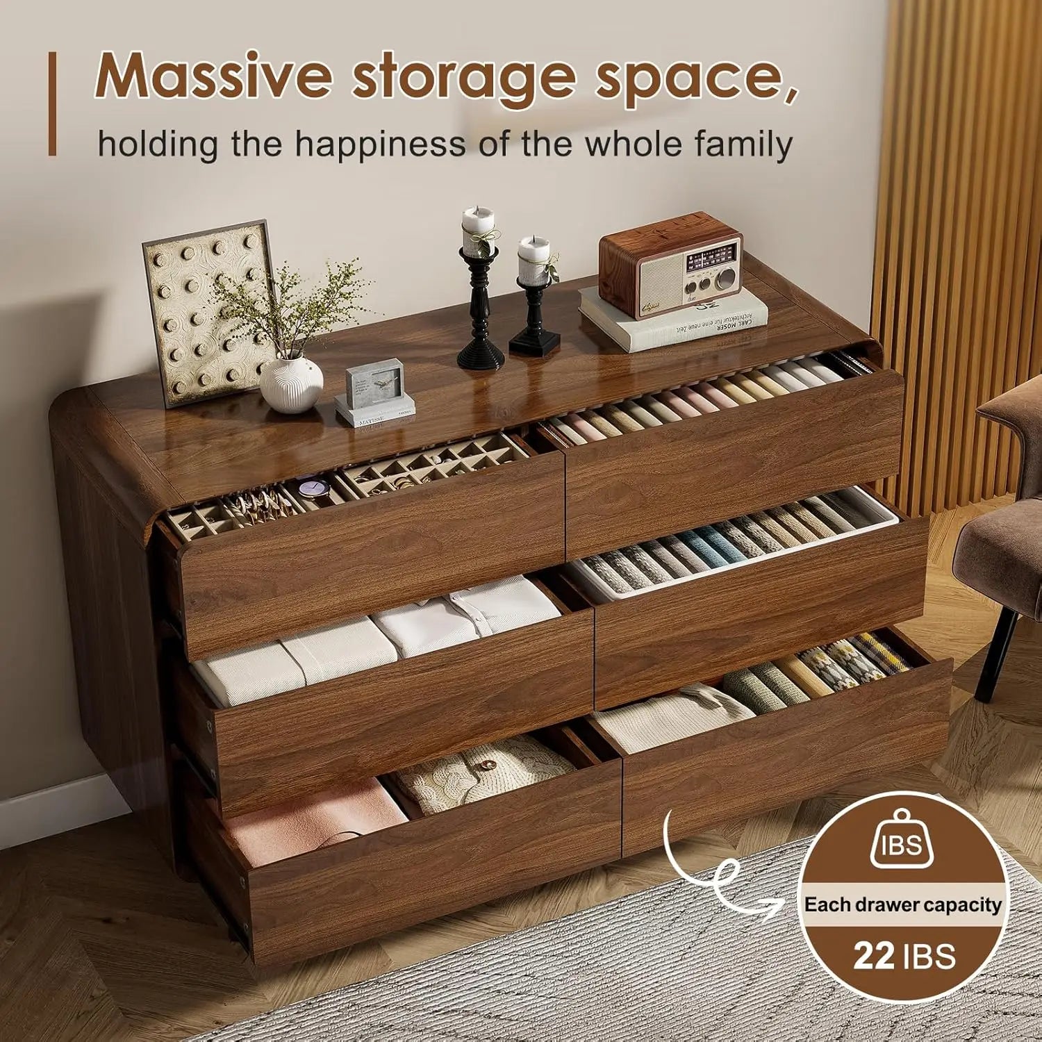 Wood Dresser with Storage Drawers