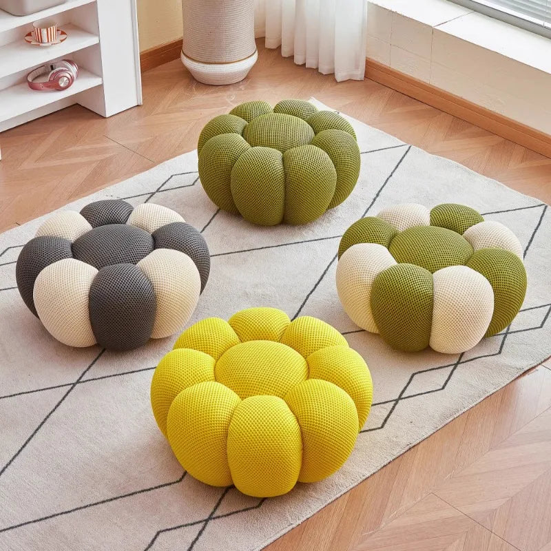 Round Fabric Footstool Ottoman