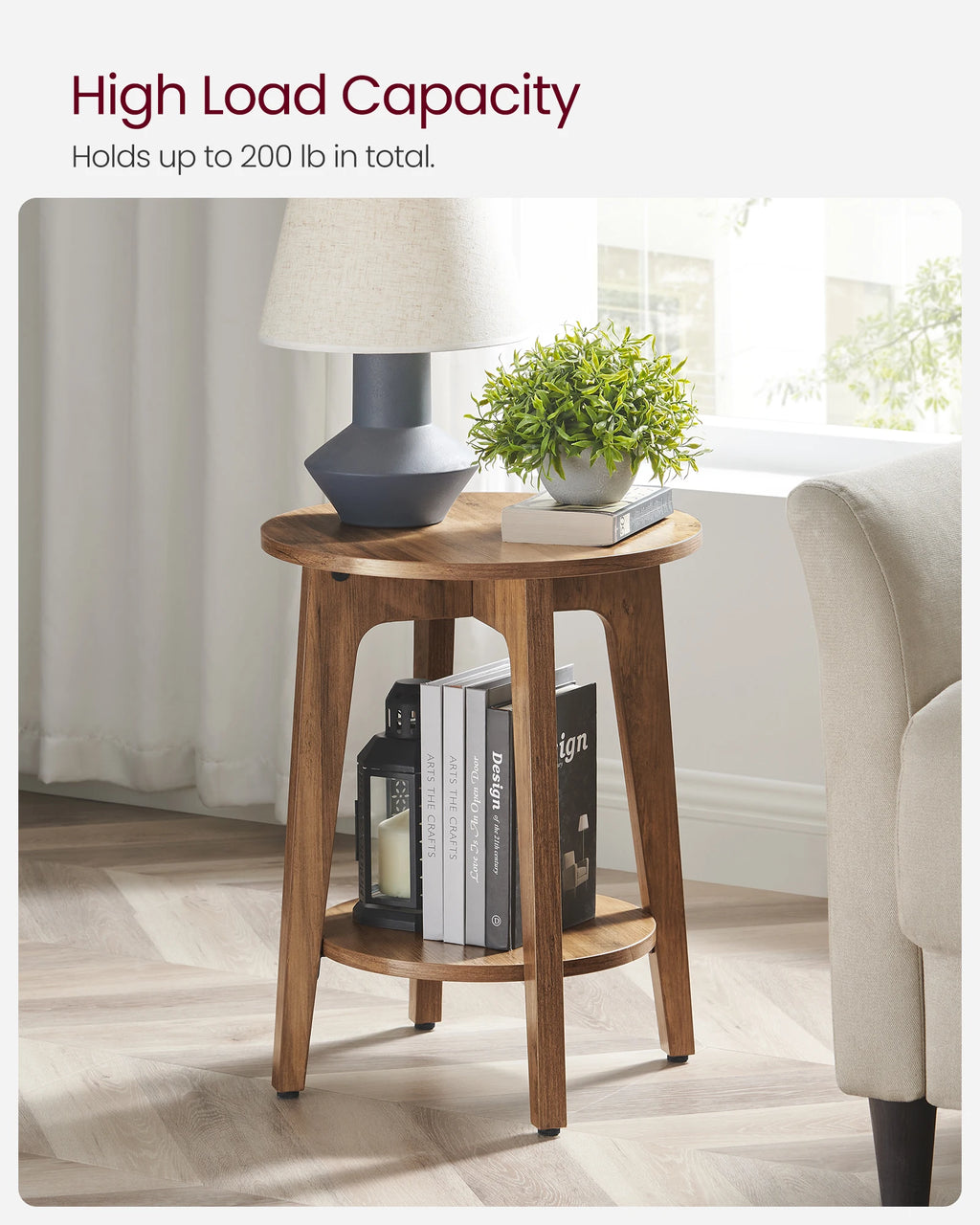 Round End Table with Shelf