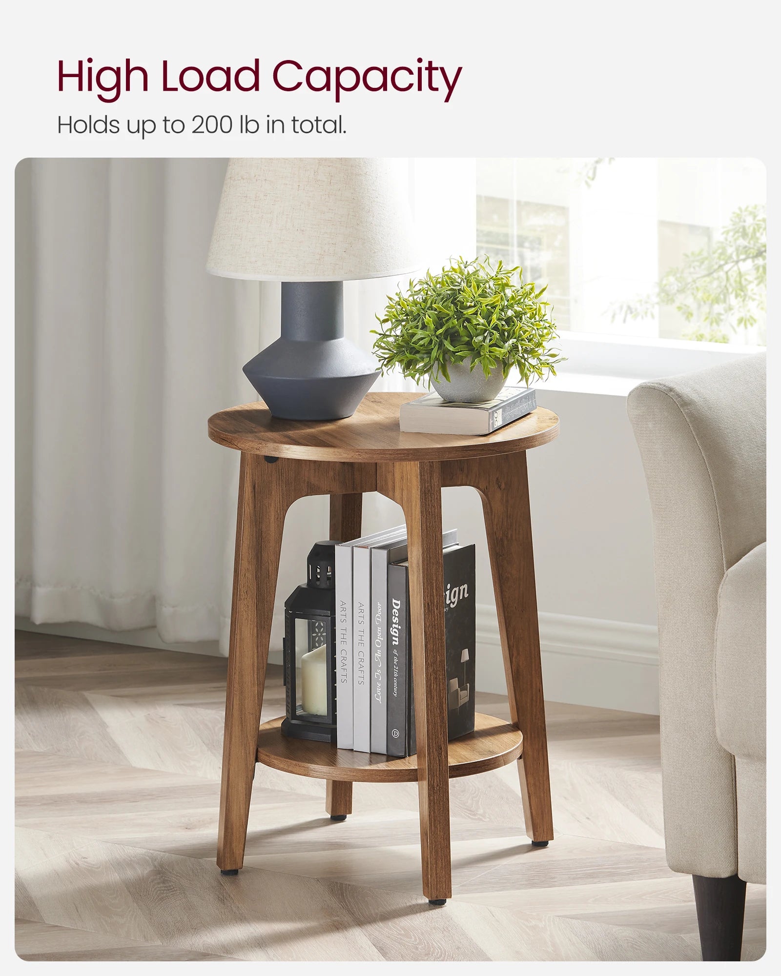 Round End Table with Shelf