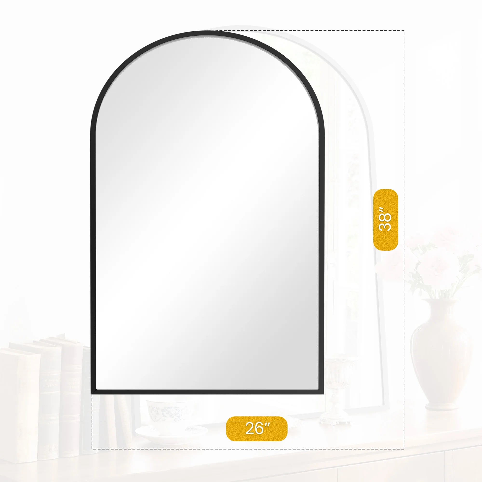 Arched Metal-Framed Wall Mirror