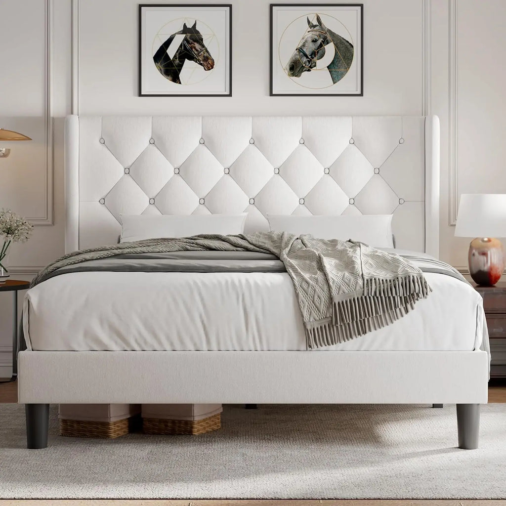 Velvet Tufted Platform Bed Frame