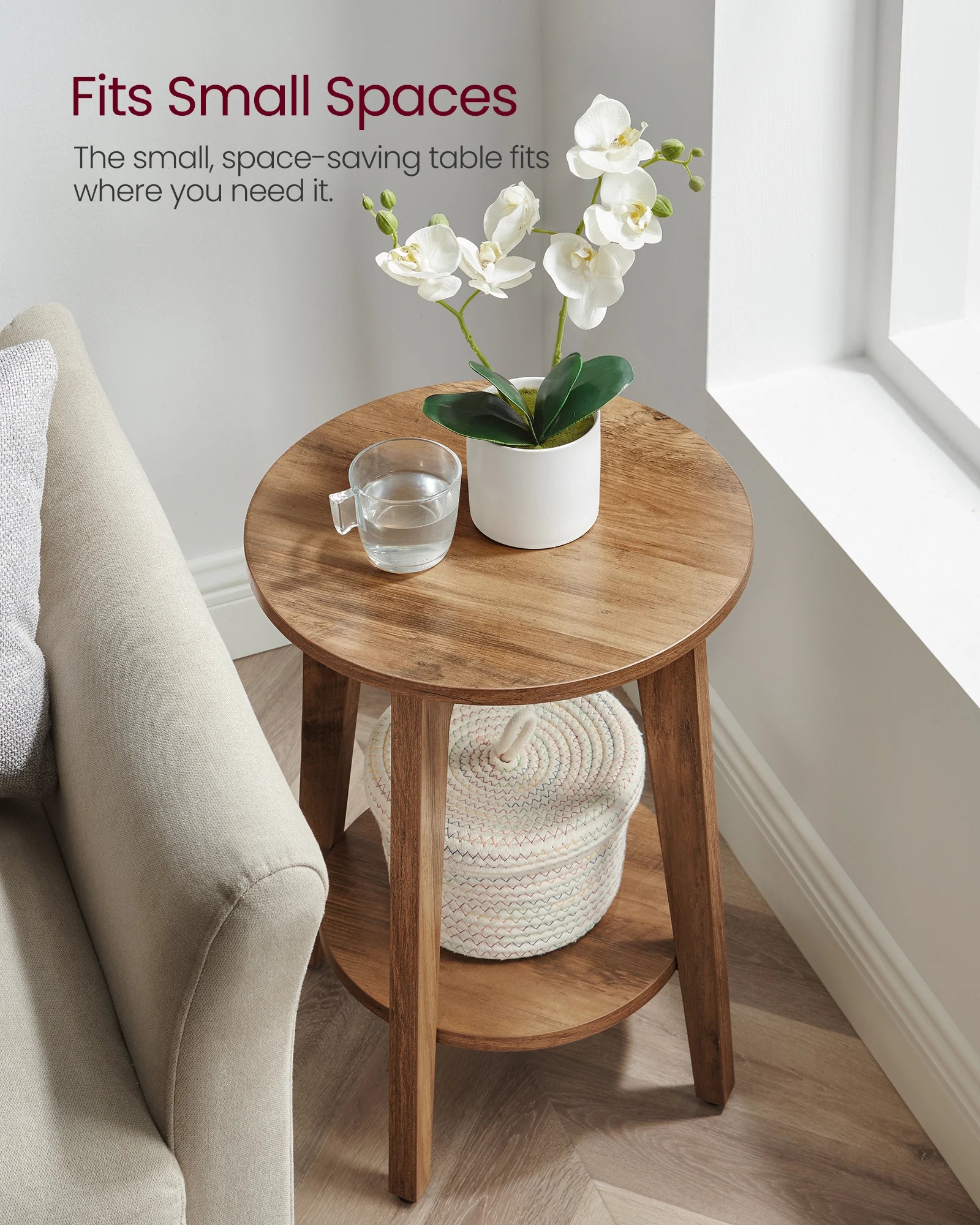 Round End Table with Shelf
