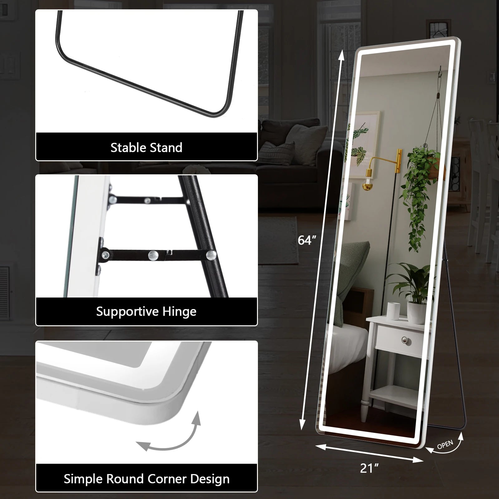 Full-Length LED Wall Mirror