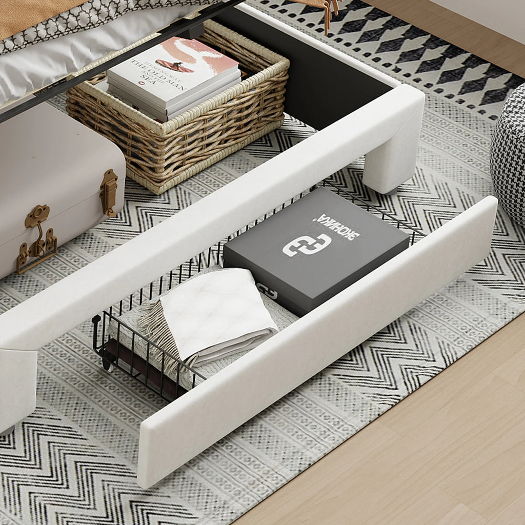 Upholstered Storage Bed Frame with LED & USB