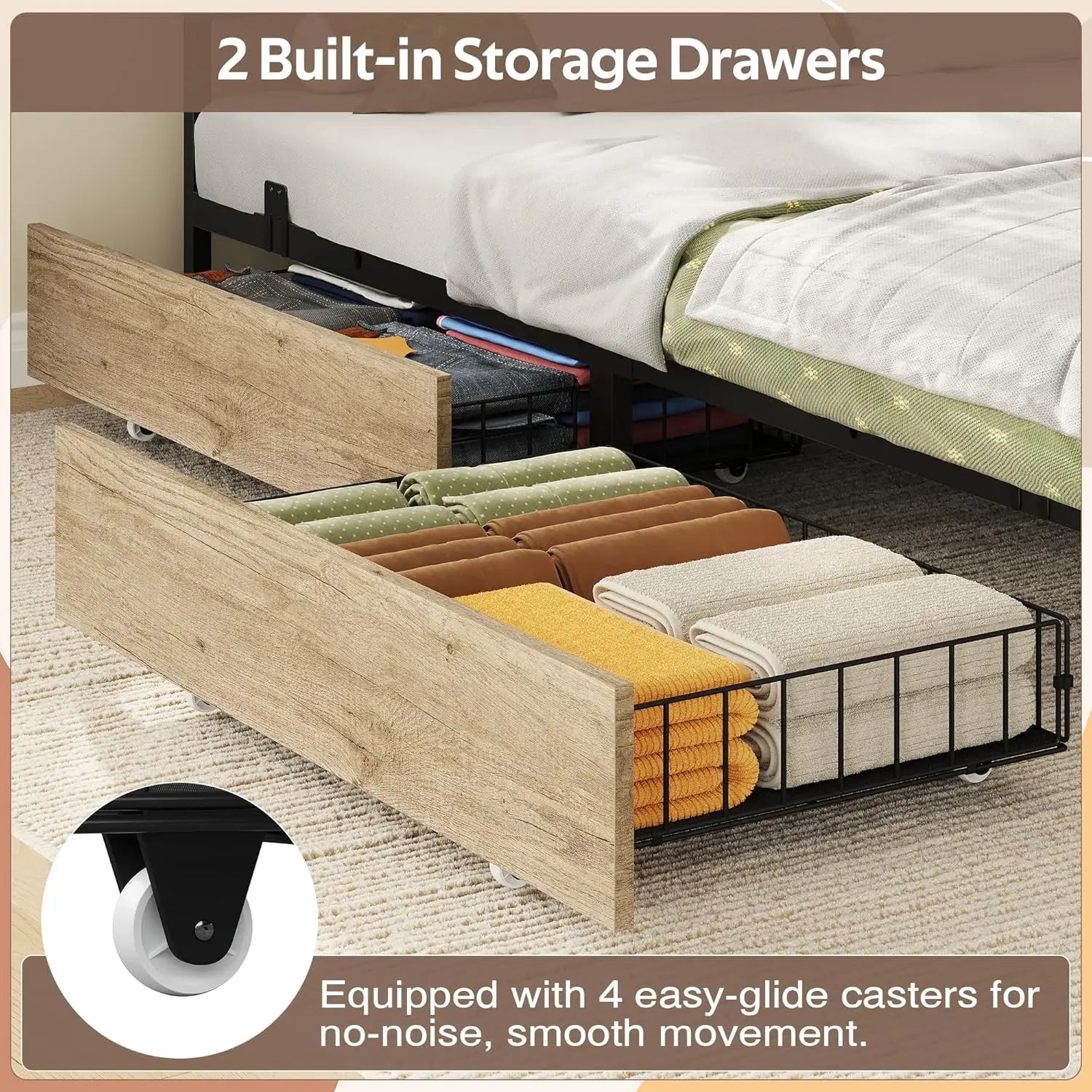 Corner Storage Bed with Desk Headboard