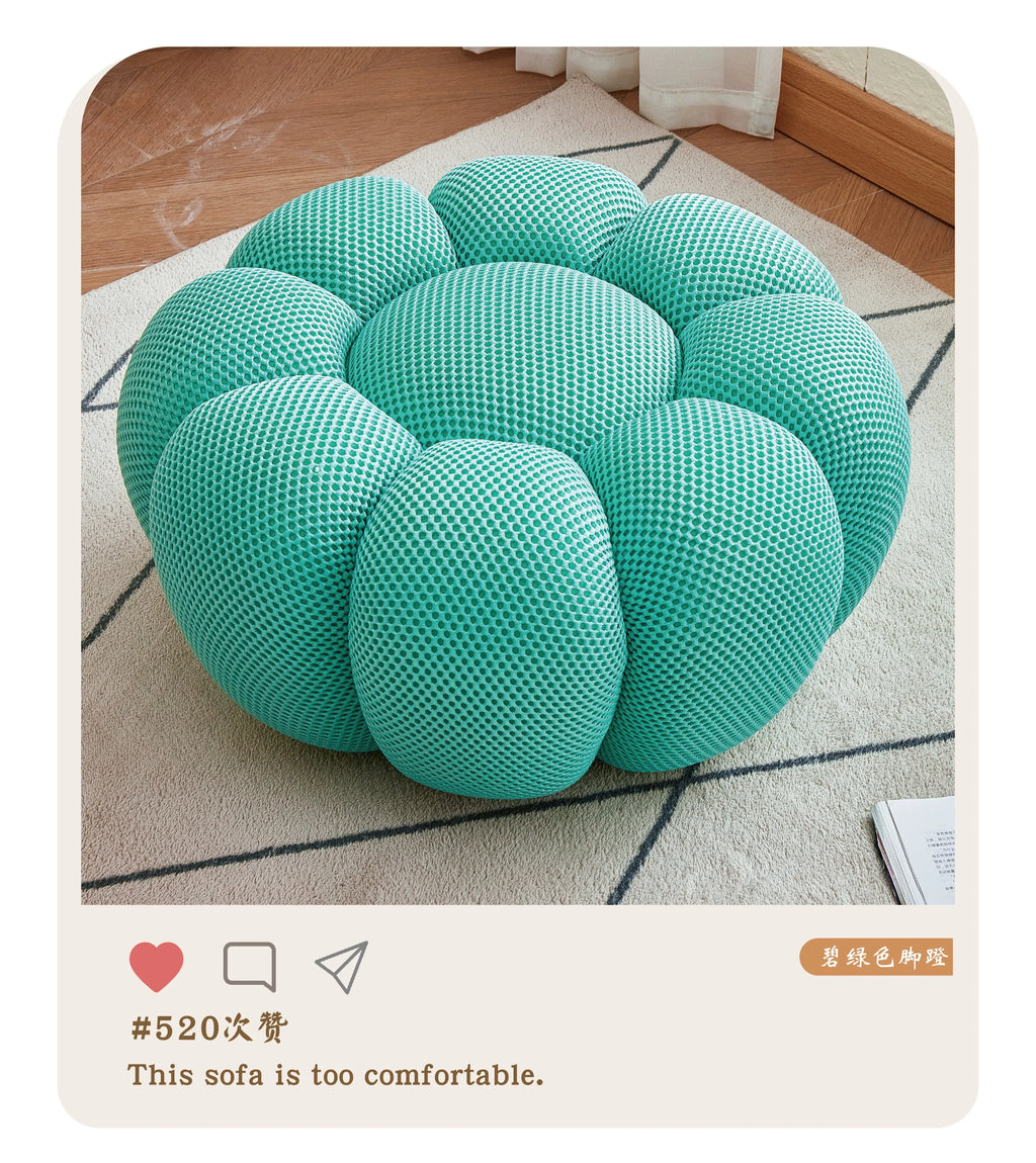 Round Fabric Footstool Ottoman