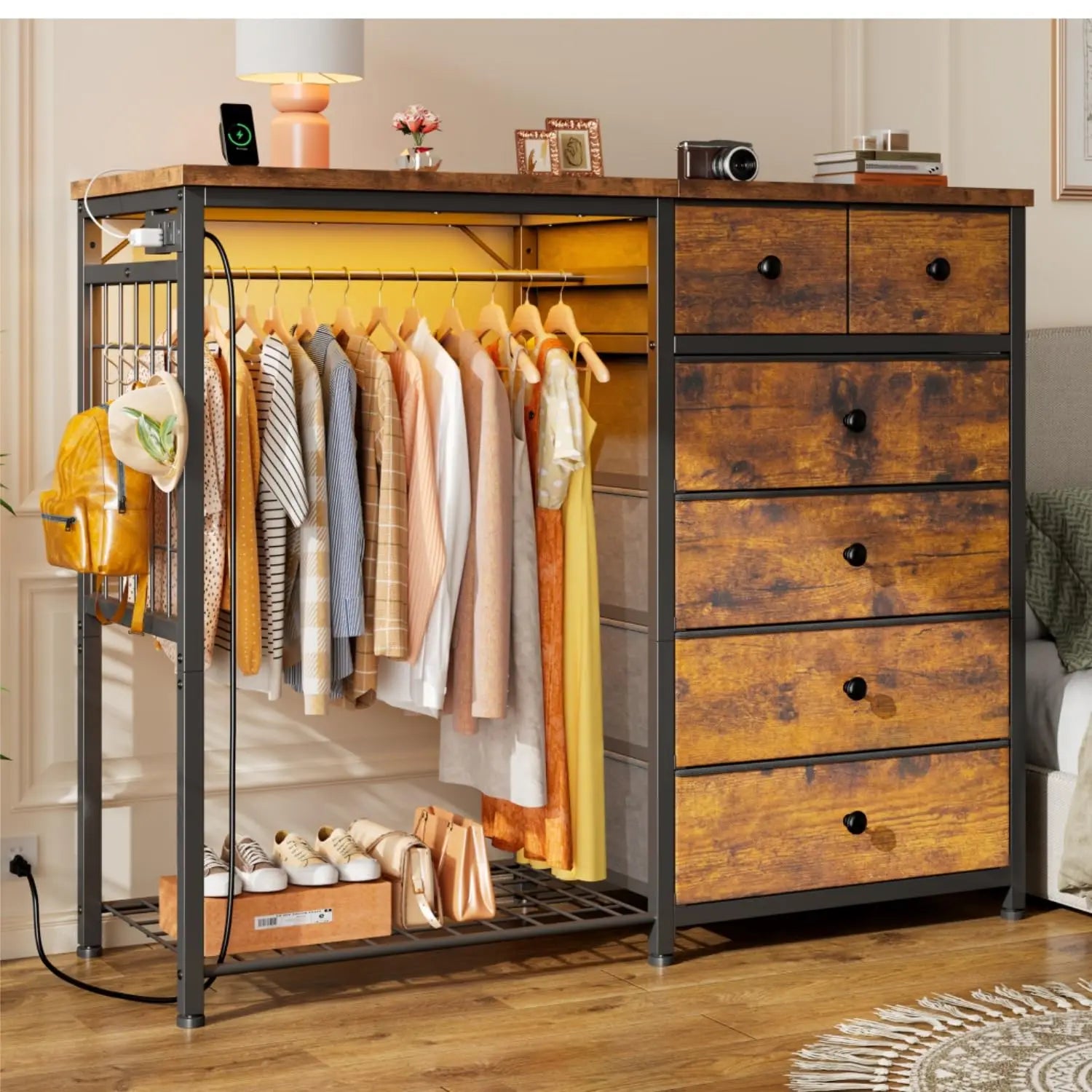 Wood Dresser with Storage Drawers