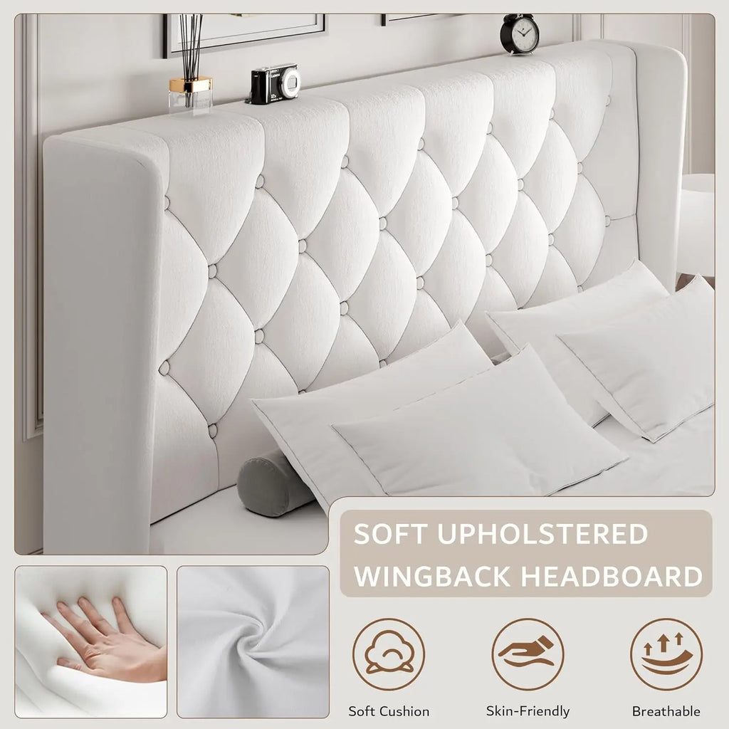 Velvet Tufted Platform Bed Frame