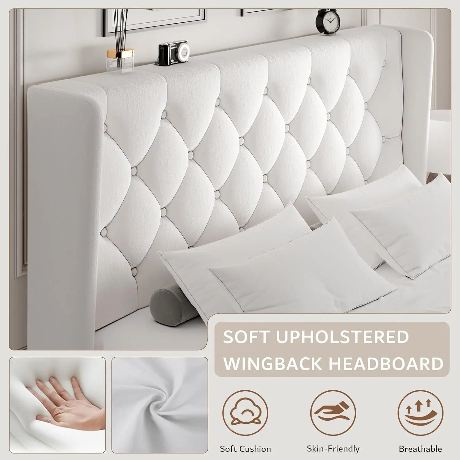 Velvet Tufted Platform Bed Frame