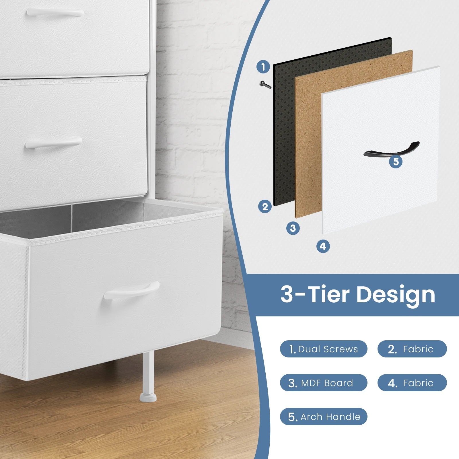Fabric Drawer Nightstand