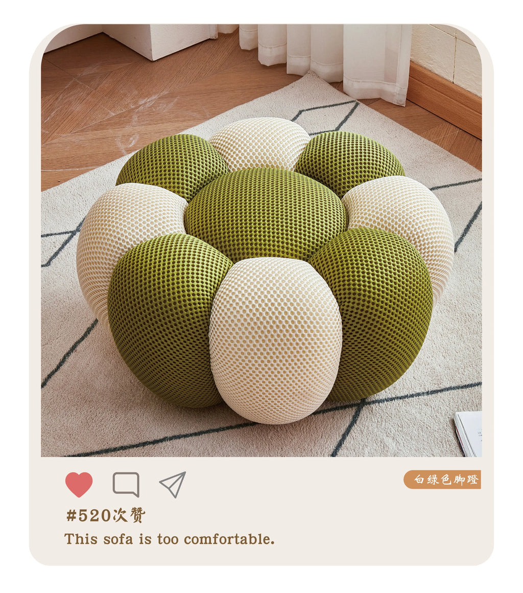 Round Fabric Footstool Ottoman