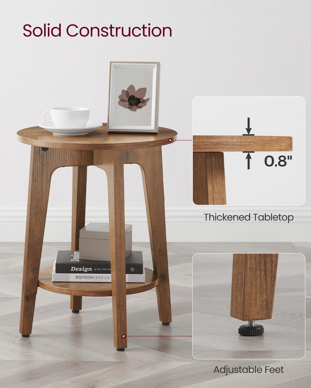 Round End Table with Shelf