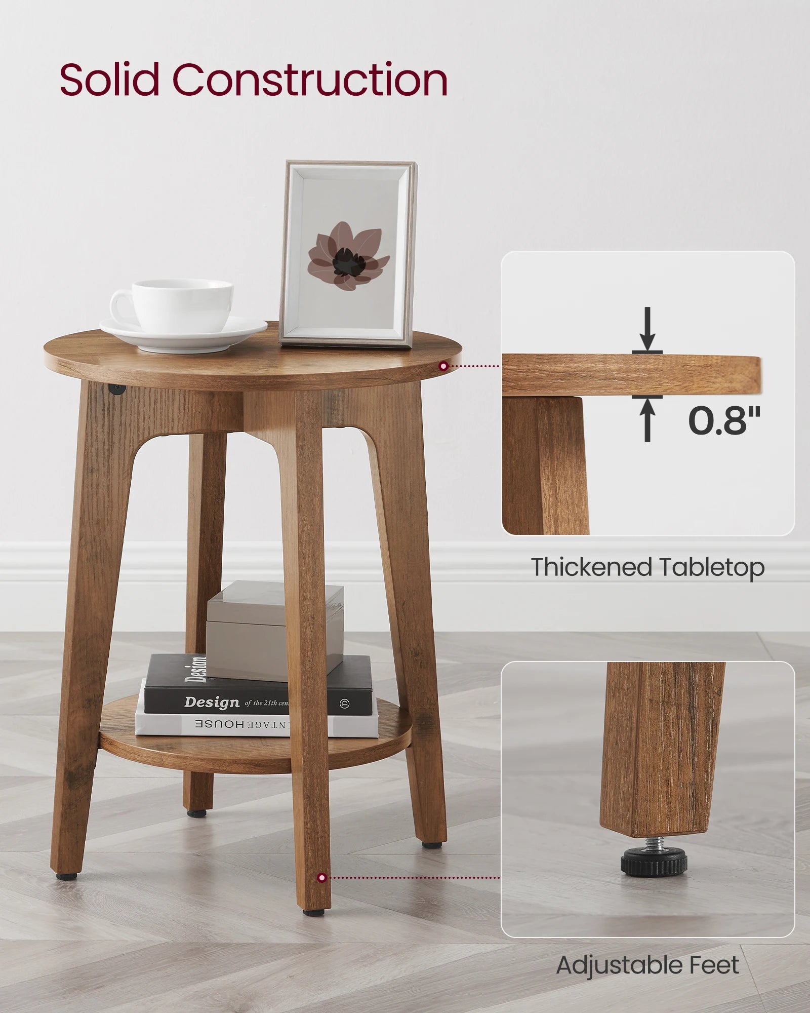 Round End Table with Shelf
