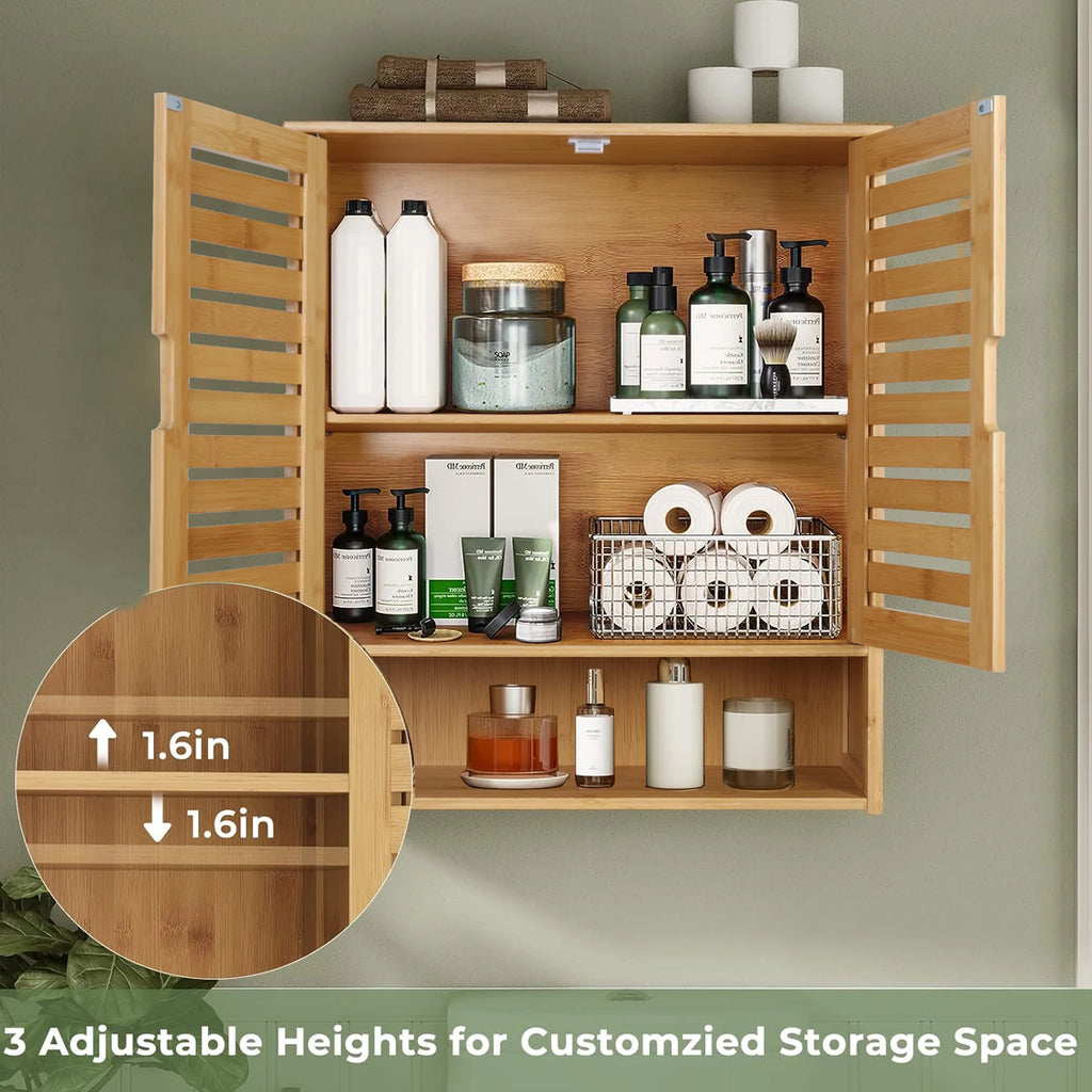 Wall-Mounted Bamboo Bathroom Cabinet