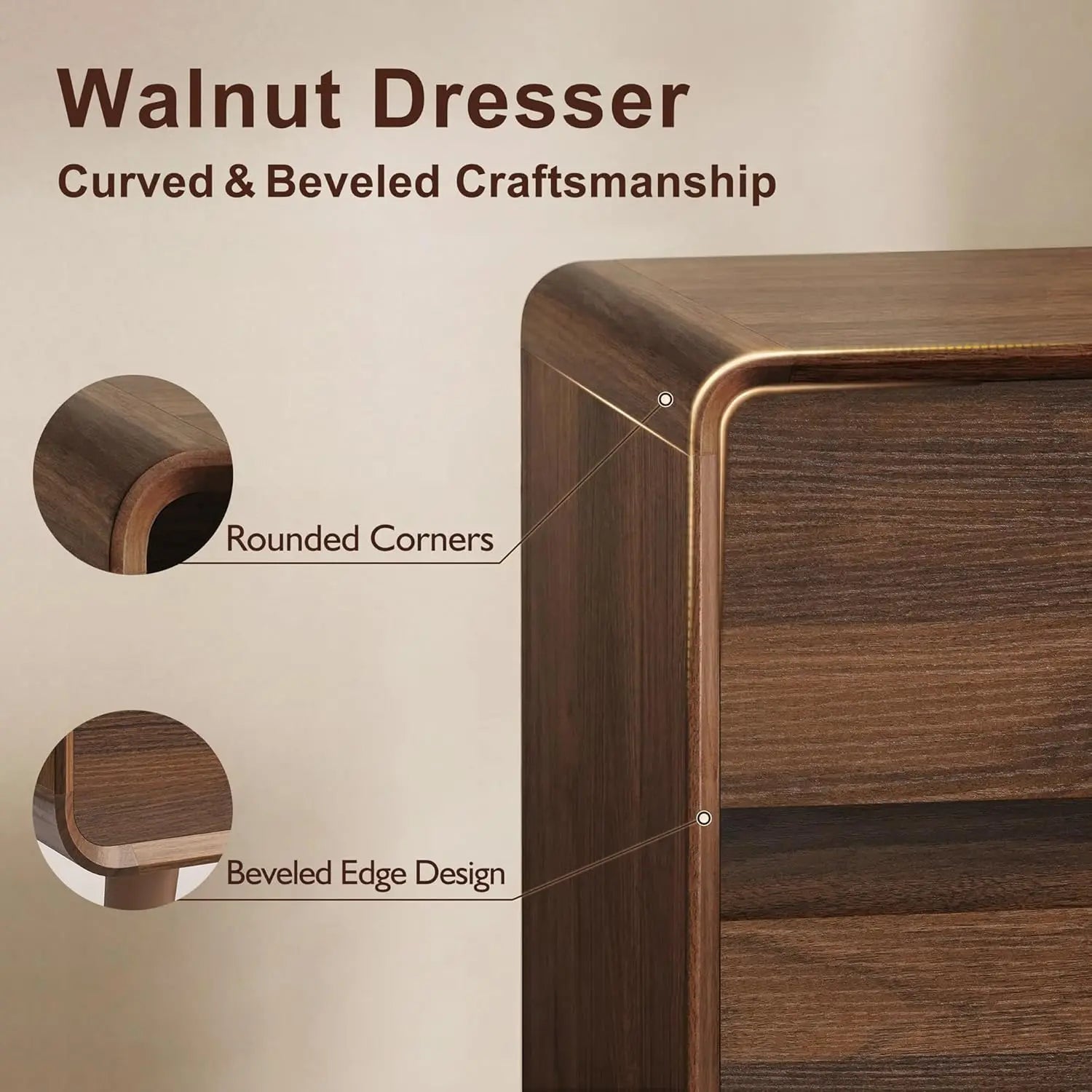 Wood Dresser with Storage Drawers