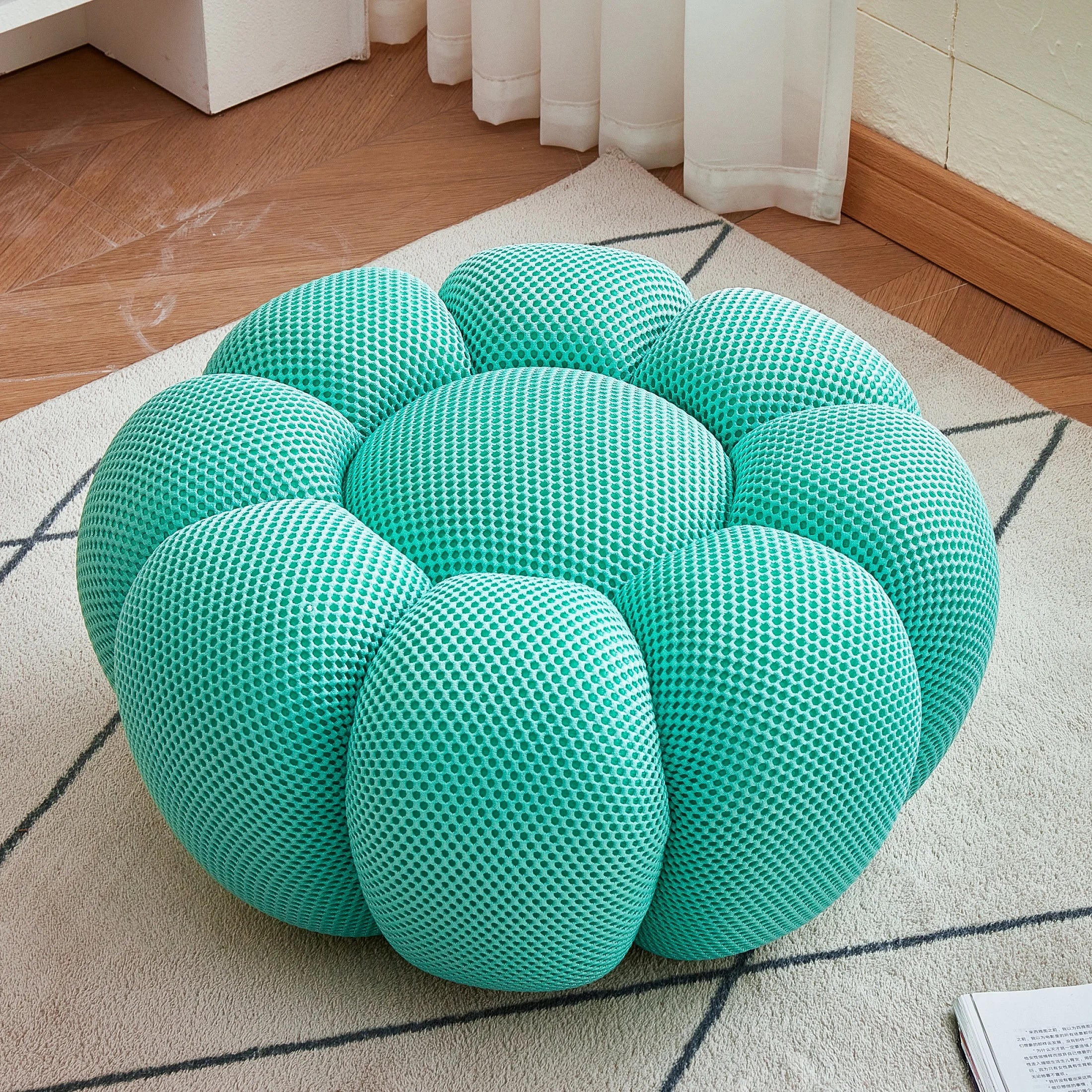 Round Fabric Footstool Ottoman