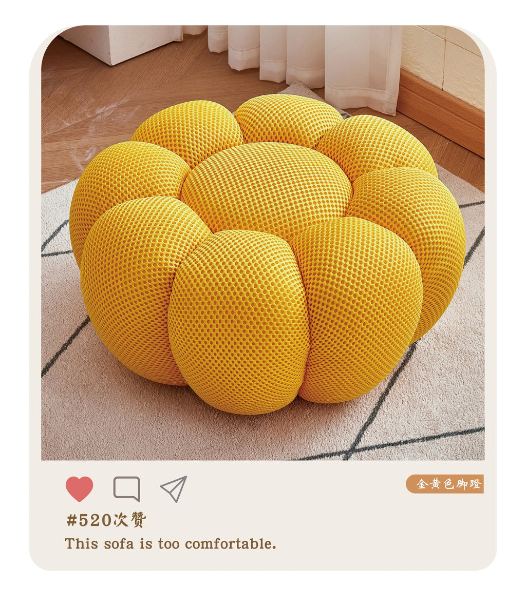 Round Fabric Footstool Ottoman