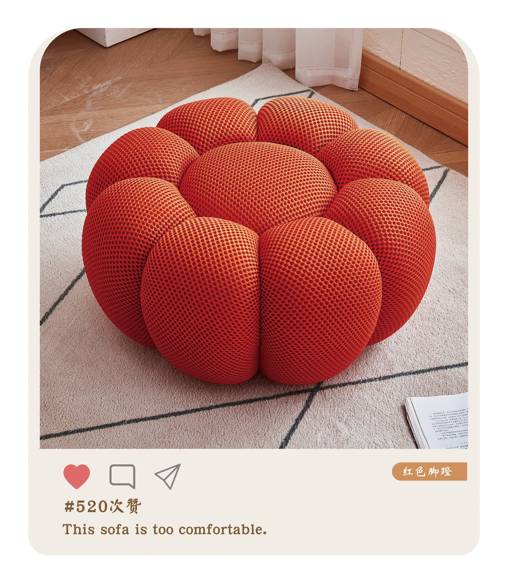 Round Fabric Footstool Ottoman