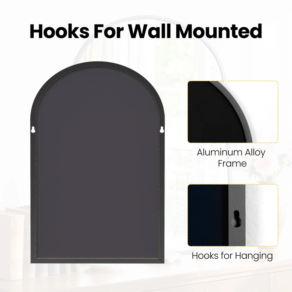 Arched Metal-Framed Wall Mirror