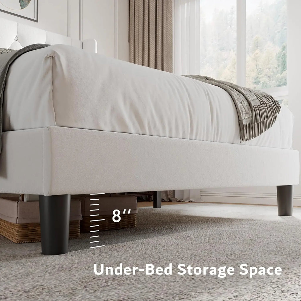 Velvet Tufted Platform Bed Frame