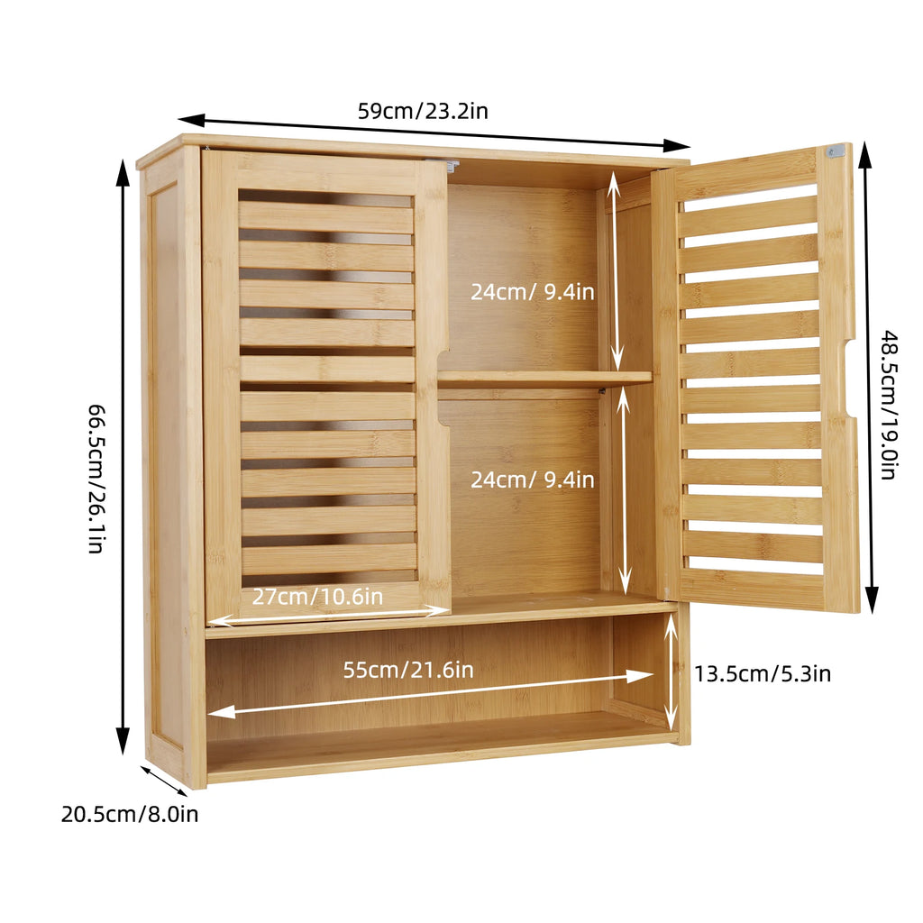 Wall-Mounted Bamboo Bathroom Cabinet