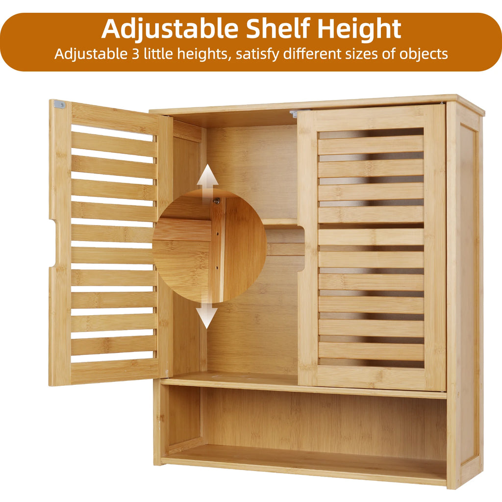 Wall-Mounted Bamboo Bathroom Cabinet