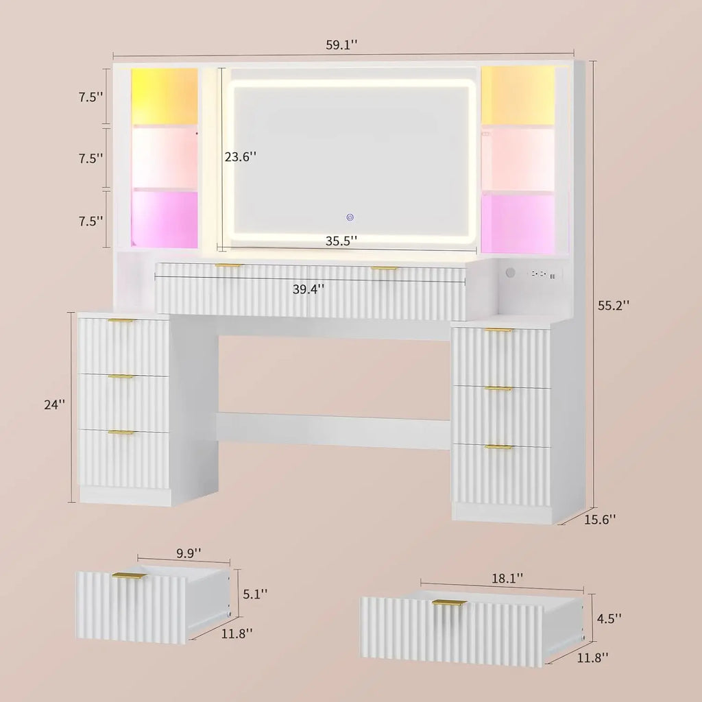 Makeup Vanity Desk with Lighted Mirror