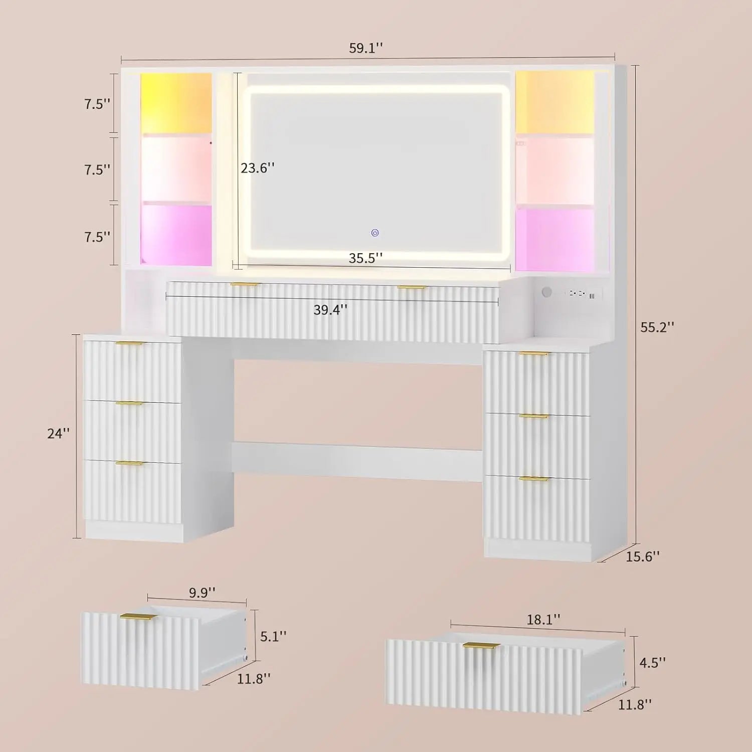 Makeup Vanity Desk with Lighted Mirror