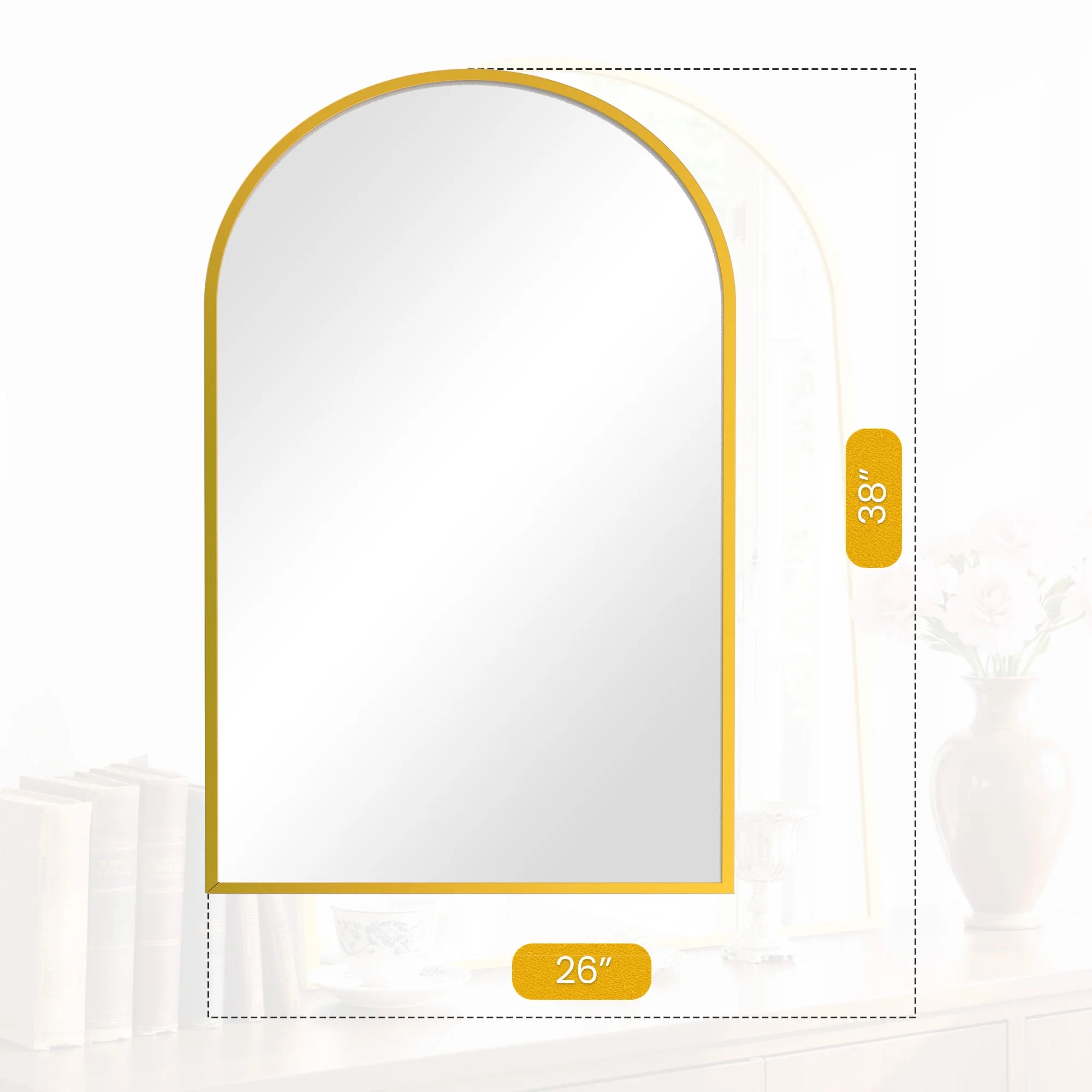 Arched Metal-Framed Wall Mirror