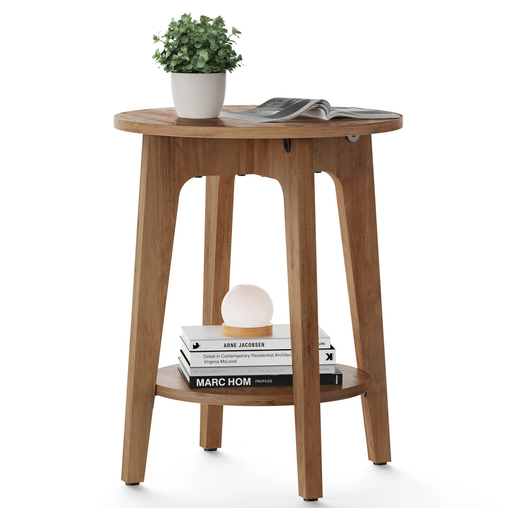 Round End Table with Shelf