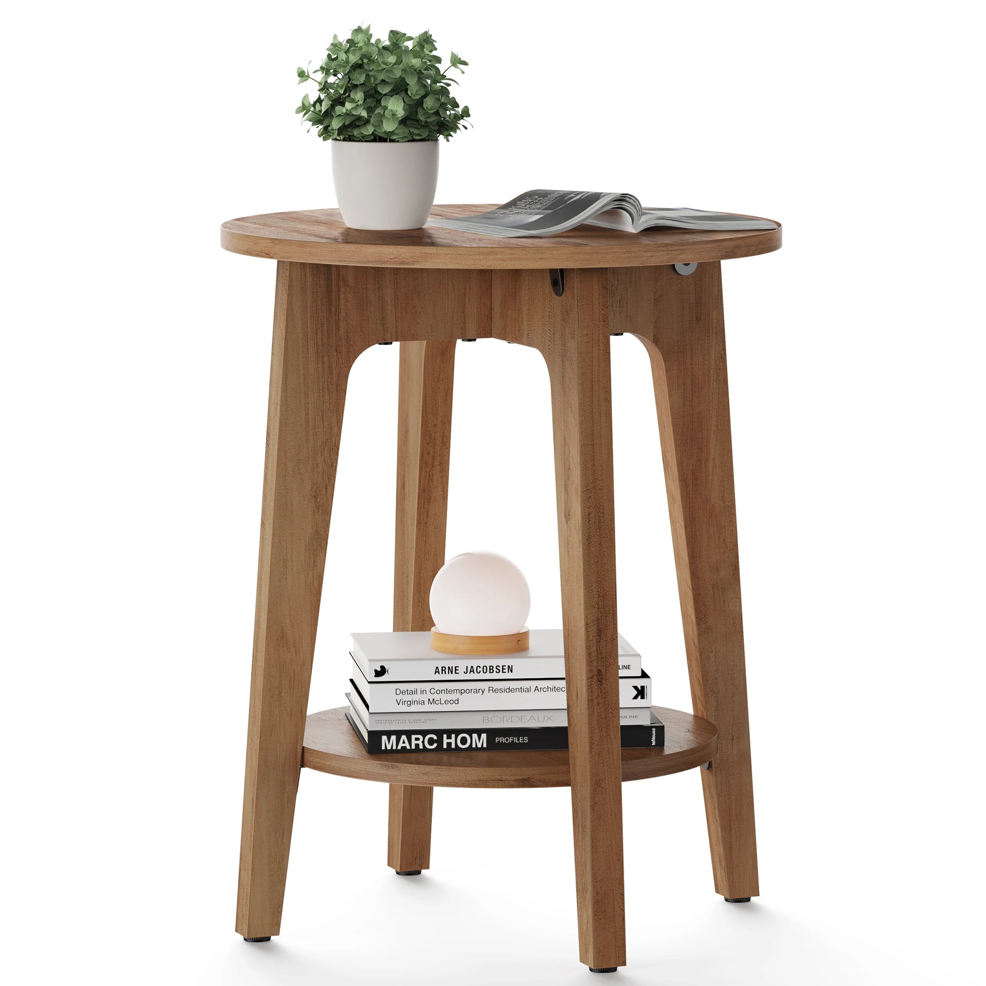 Round End Table with Shelf