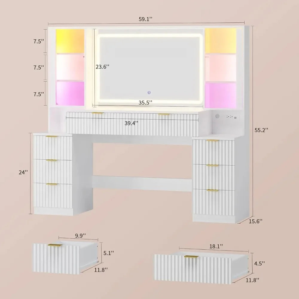 Makeup Vanity Desk with Lighted Mirror