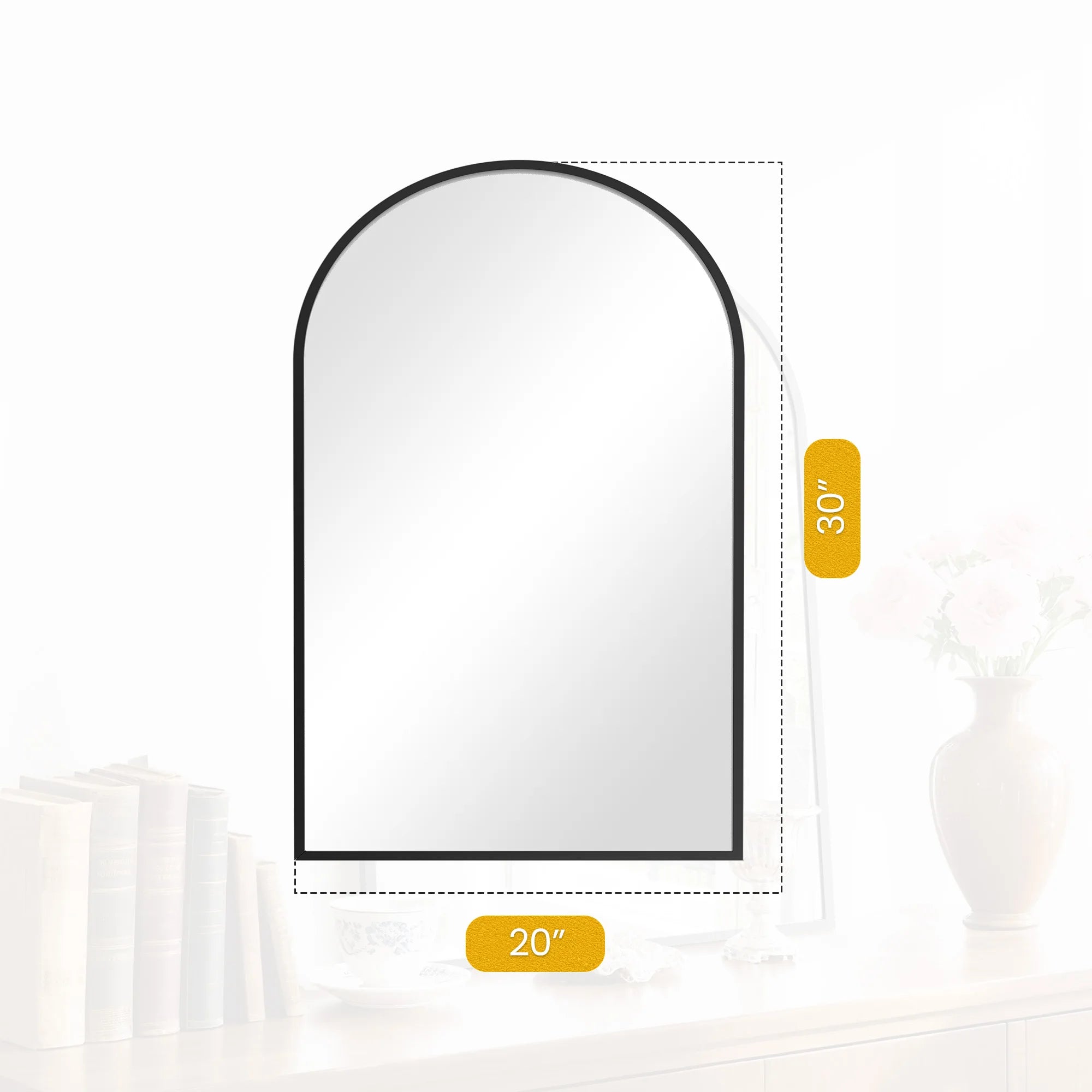 Arched Metal-Framed Wall Mirror