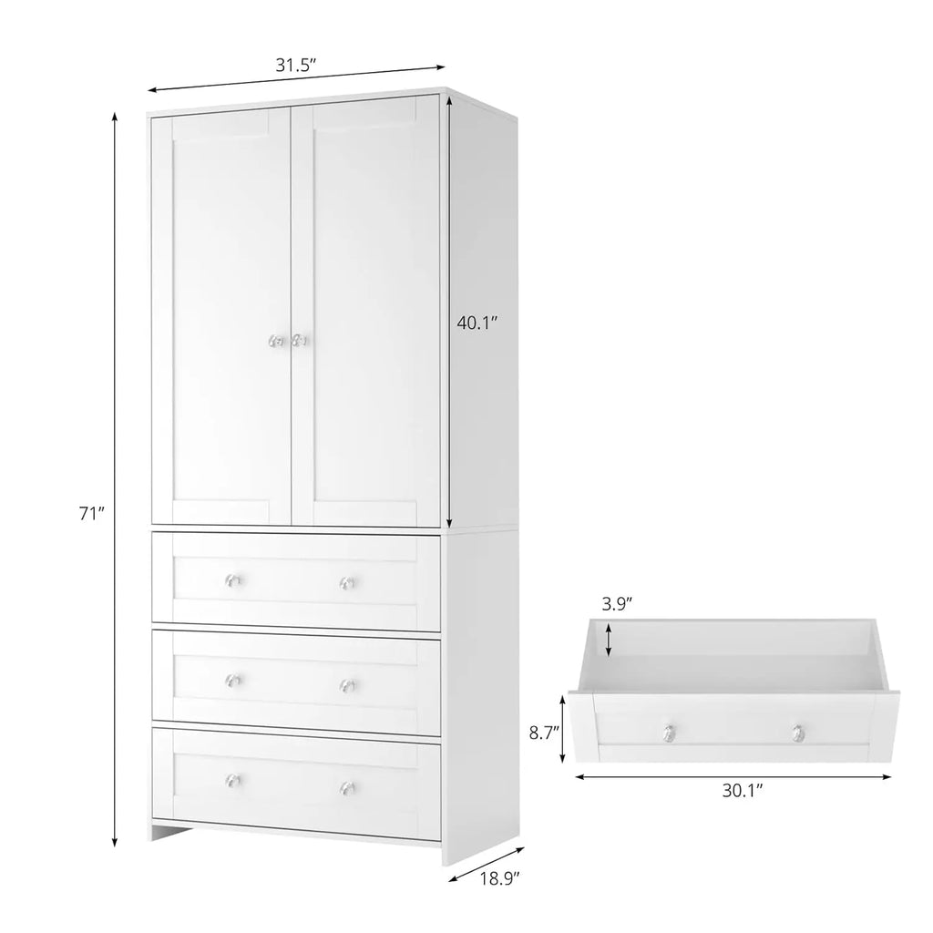 Wardrobe Armoire with Mirror