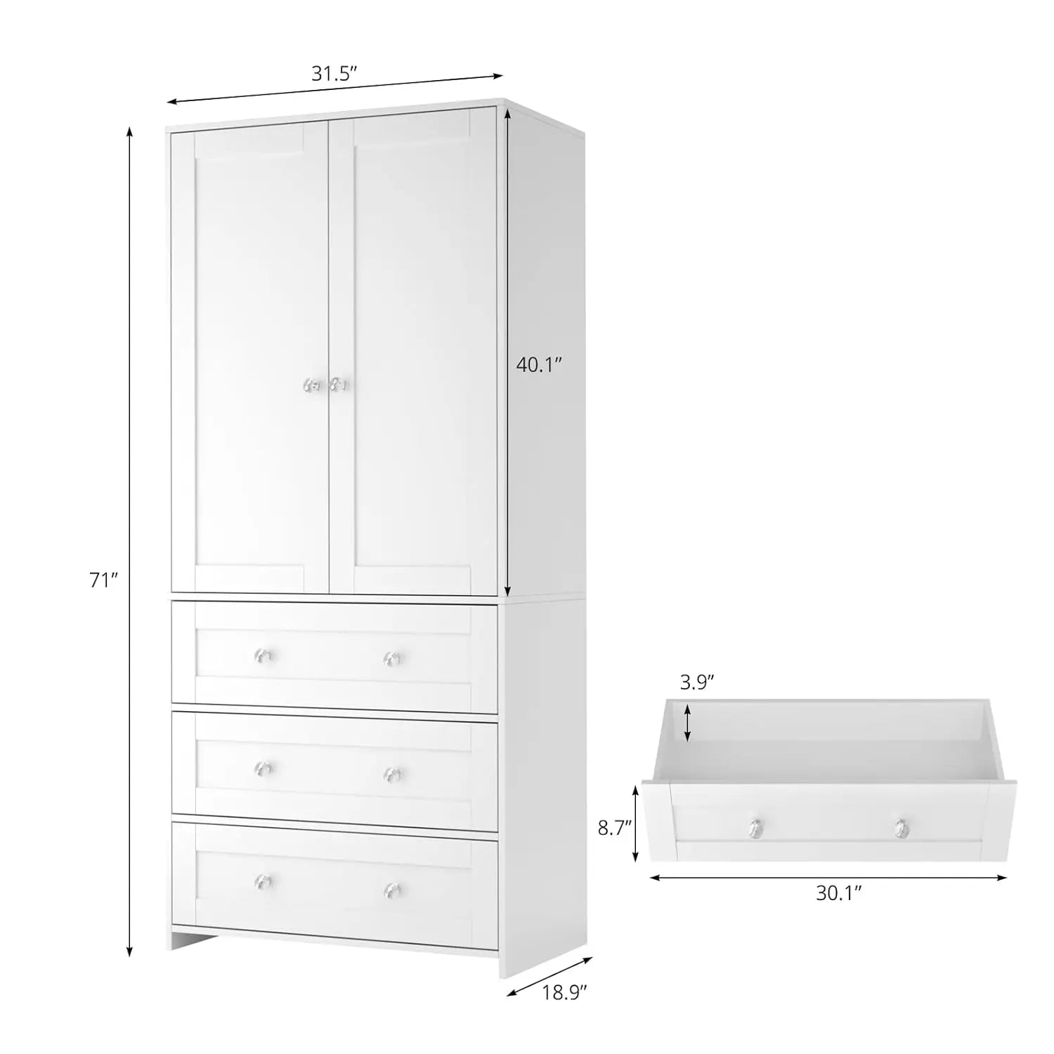 Wardrobe Armoire with Mirror