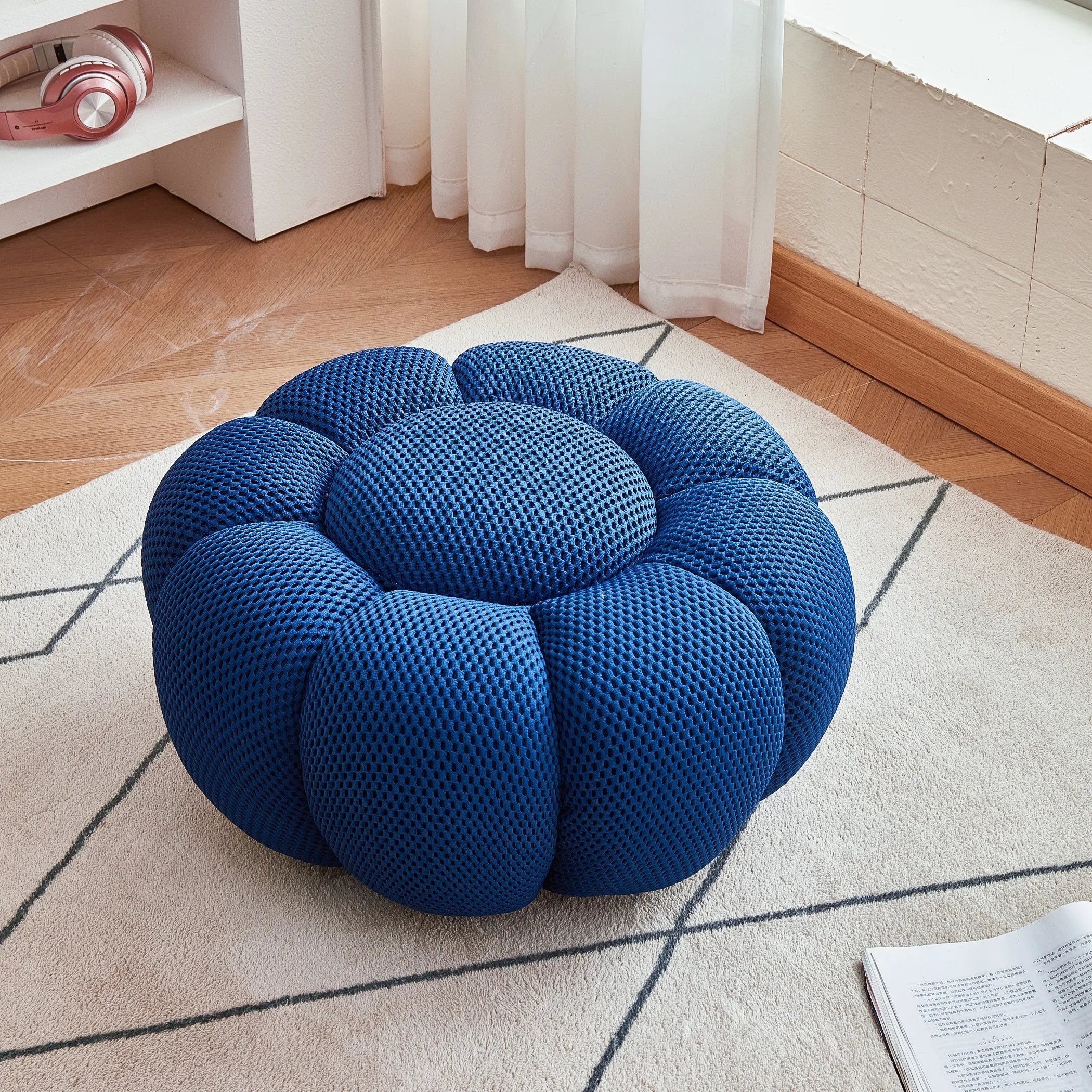 Round Fabric Footstool Ottoman