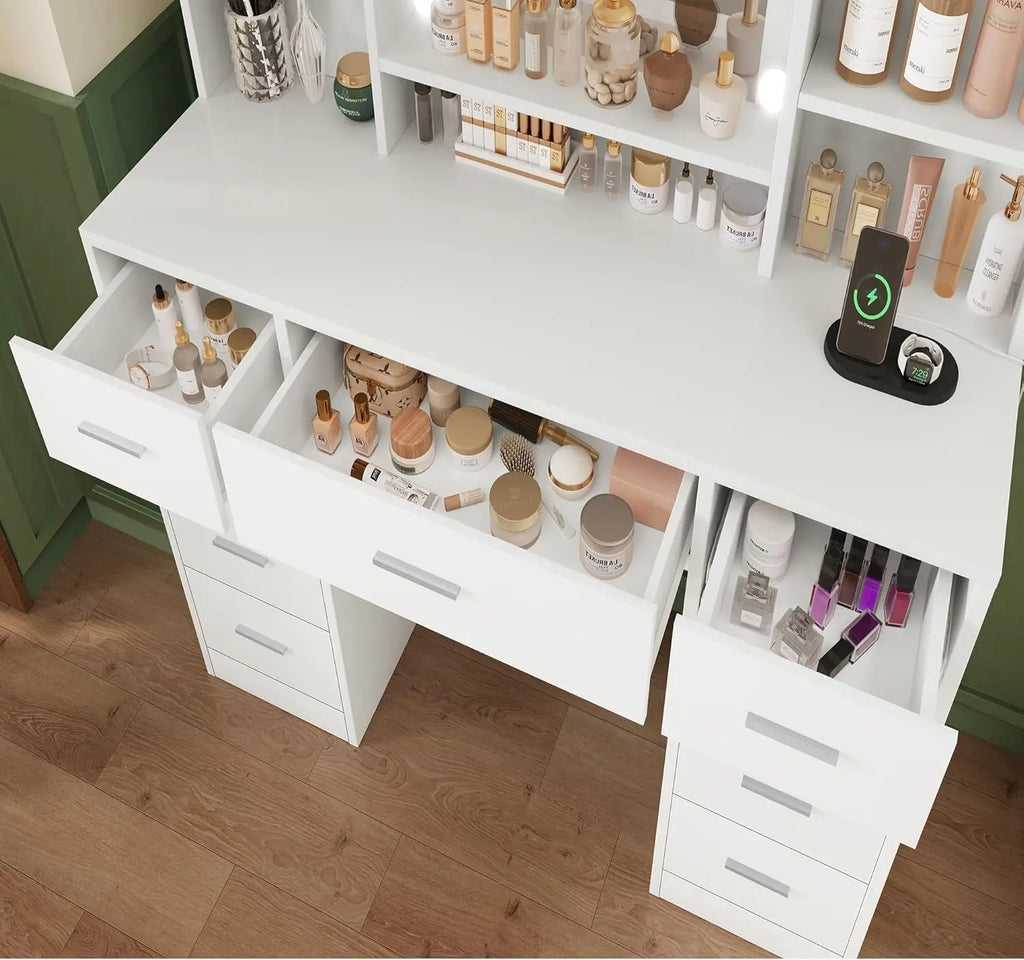 Makeup Vanity with Outlet & Storage