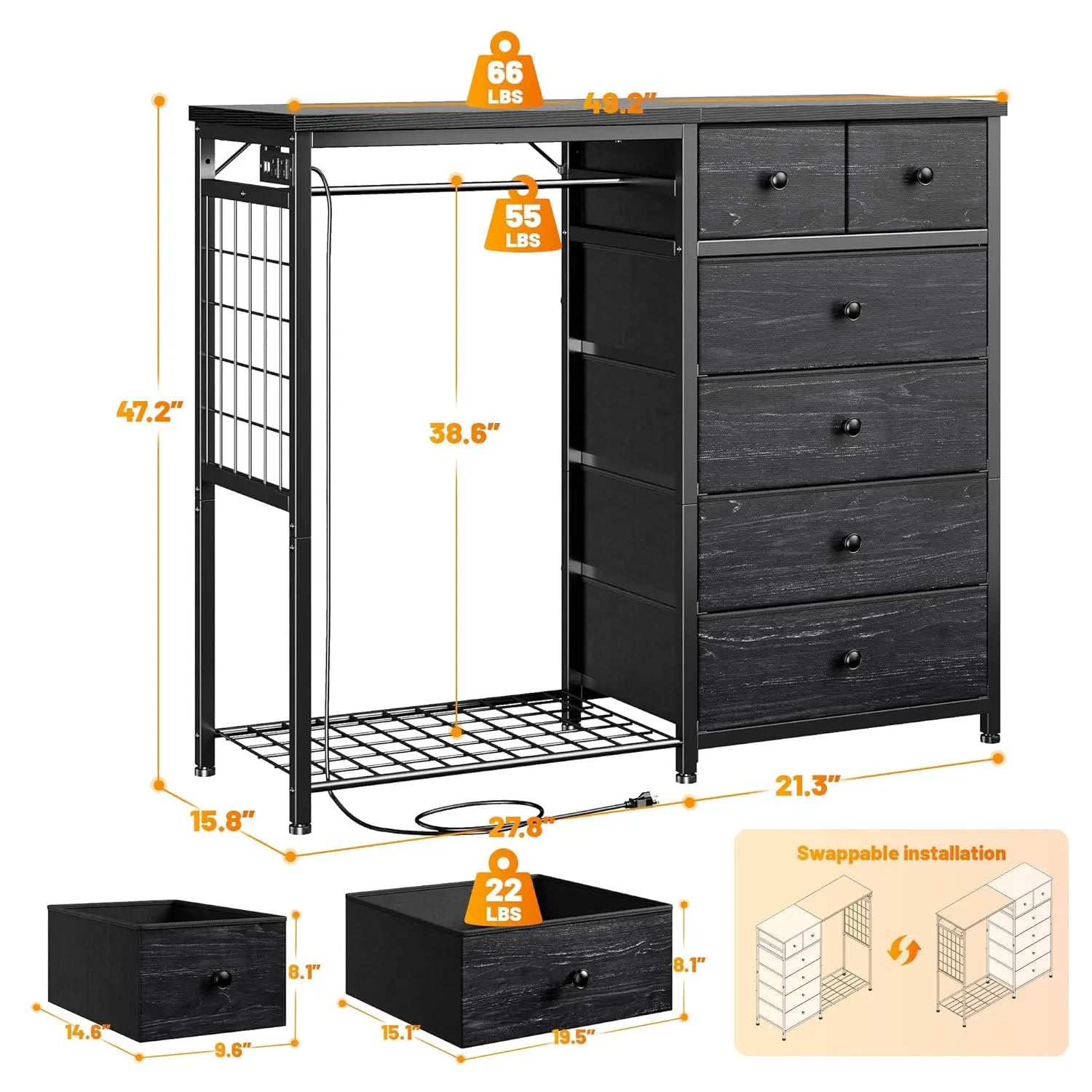 Wood Dresser with Storage Drawers