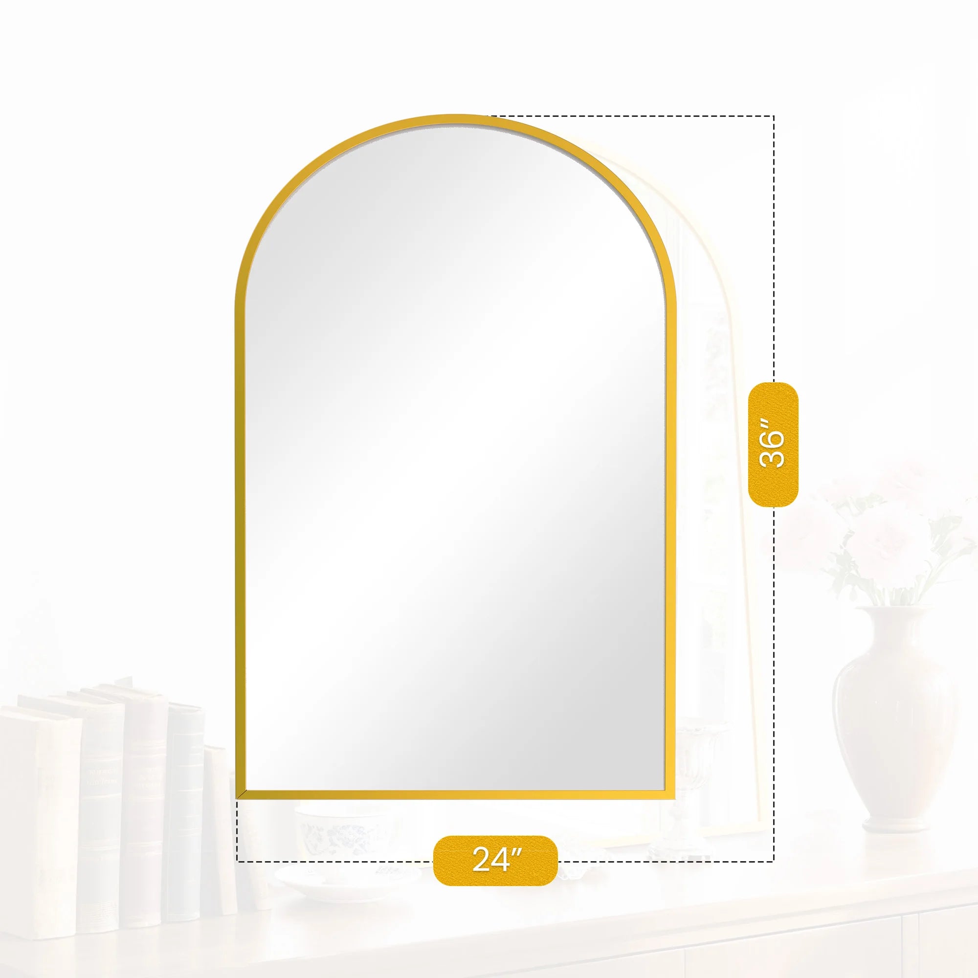 Arched Metal-Framed Wall Mirror