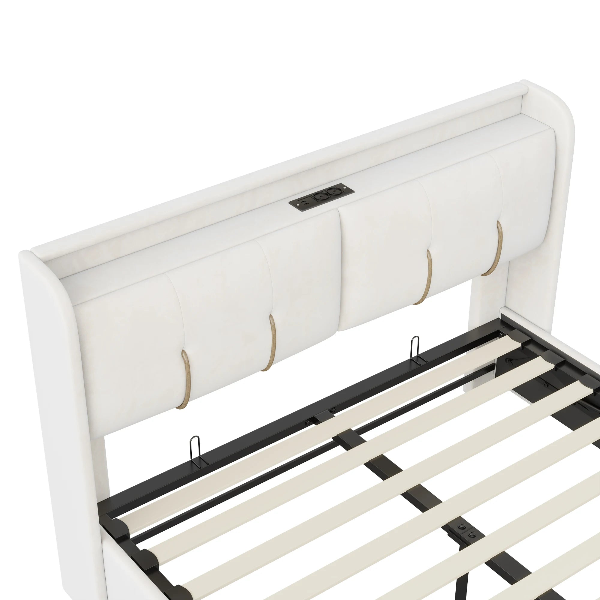Upholstered Storage Bed Frame with LED & USB