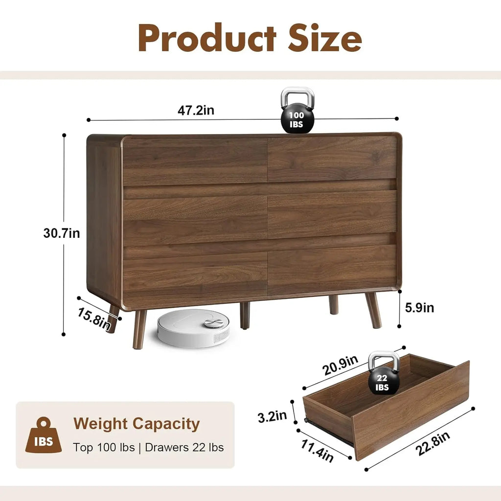 Wood Dresser with Storage Drawers