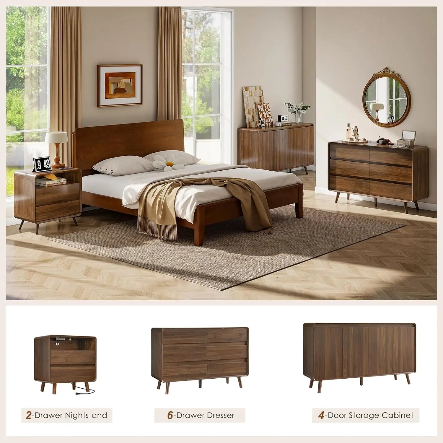 Wood Dresser with Storage Drawers