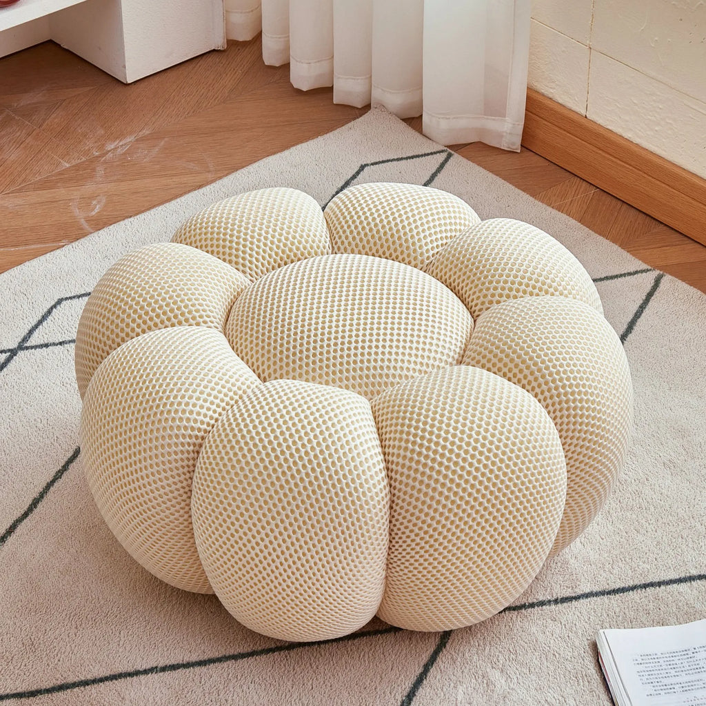 Round Fabric Footstool Ottoman