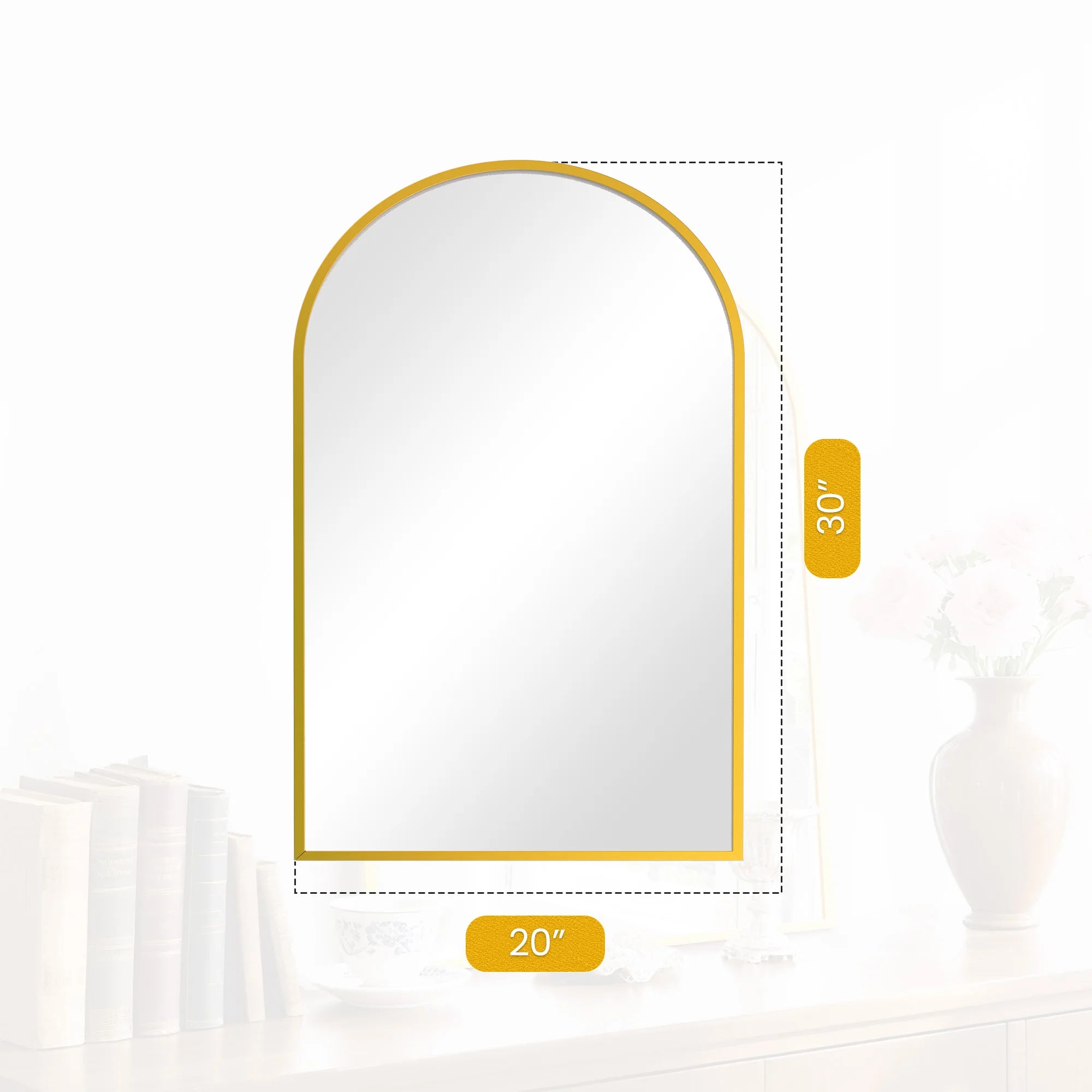 Arched Metal-Framed Wall Mirror