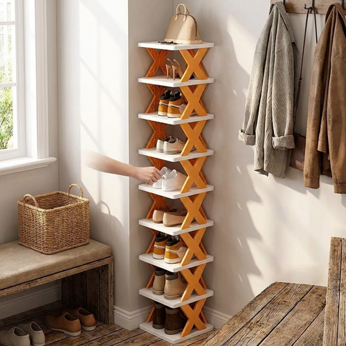 9-Tier Vertical Shoe Rack - Space-saving Tall & Narrow Design for Entranceways, Easy to Assemble Home Organization Storage