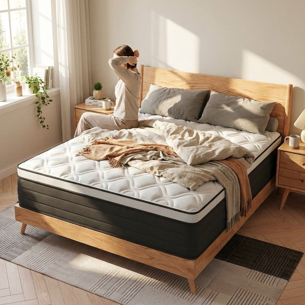 Twin Full King Queen Mattress in A Box, Hybrid Memory Mattresses Euro Top