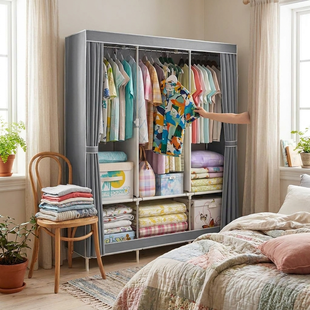 Closet Wardrobe Organizer Storage Rack Portable Clothes Shoe Clothing Shelf